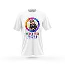 THE HATKE STORE Personalized Custom Photo/Name Print Holi Tshirt for Kids/Baby/Men/Women Regular Fit,Holi Tshirt for Family Printed Round Neck Polyester White Color Unisex Tshirt,D5