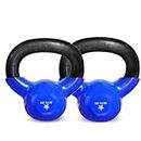 Yes4All 5 lb - Pair Kettlebell Vinyl Coated Cast Iron – Great for Dumbbell Weights Exercises, Hand and Heavy Weights for Full Body Workout Equipment Push up, Grip Strength Training, Blue