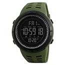 Shocknshop Outdoor Digital Sports Multi Functional Black Dial Watch for Men Boys (Black dial and Green Colored Strap)
