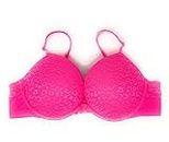 Victoria's Secret Pink Wear Everywhere Super Push-Up Bra, Hot Pink Leo Lace, 38D