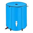 SHAREWIN 100 Gallon Collapsible Rain Barrel,Portable Water Storage Container Rain Catcher Barrel with Filter Spigot Overflow Kit,Blue