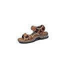 AQQWWER Sandales Hommes Summer Leather Men's Sandals Handmade Men's Slippers Walking Beach Sandals Outdoor Men's Sandals (Color : Yellow brown, Size : 46)