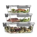 FineDine Glass Food Storage Container - 370ml | 640ml |1040ml |Air-Tight Fridge Organizer Case|Glass Box with BPA-Free Locking Lids|Microwave & Freezer Safe