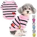 Zunea Dog Shirts for Small Dogs Summer Basic T-Shirt Striped Puppy Clothes Sequins Love Heart Sweatshirt Soft Cotton Short Sleeve Tee Shirt Pet Girl Boy Clothing Pullover Chihuahua Apparel Babypink S