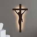 DEKORSTATION Jesus on Cross Laser Cut MDF Wooden LED Decorative Backlit for Home and Office Decor | 24 inch x 16 inch