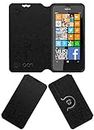 ACM Designer Rotating Flip Flap Case Compatible with Nokia Lumia 630 Mobile Stand Cover Black