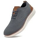 GUBARUN Men's Oxfords Lightweight Mesh Dress Fashion Sneakers Business Casual Walking Shoes Dark Grey
