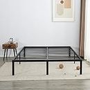 AMOBRO Full Size Bed Frame Metal 14 Inch Platform Base with Storage Heavy Duty with Steel Slats Easy Assembly Noise Free No Need Box Spring Non-Slip,Black