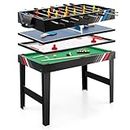 GYMAX 49" Multi Game Table, 4 in 1 Game Table with Foosball Table, Pool Billiards, Air Hockey & Table Tennis, Complete Combination Game Table for Family Game Room