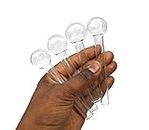 D.R.M. Creations 4 Inch Glass Oil Burner Pipe Clear Transparent, Pack of 4