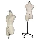 Dummy Mannequin Female Sewing Mannequin, Women Sew Dress Forms Adjustable Half Body Dressmakers Dummy with Stainless Steel Head Cover, Fashion Display