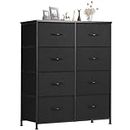 Sweetcrispy 8 Drawers Dresser for Bedroom, Kidsroom Furniture, Tall Chest Tower, Storage Organizer Units for Clothing, Closet, Fabric Bins, Wood Top, Steel Frame, Lightweight, Assemble Tools Include