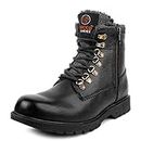 Bacca Bucci® Snowman Original 7-Eye Genuine Leather Water Proof Ankle Snow Boots for Men-with Fur- Black, Size UK6