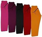 IndiWeaves Kids- Unisex Girls and Boys Fleece Warm Lowers Track Pants for Winters (3612018212324-iw-y-p5-28_Orange, Red, Black, Purple, Magenta_6-7 Years) Pack of 5