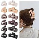 12 Pcs Rectangle Hair Clips, Hair Accessories for Women and Girls, Including 6 Pcs 4 Inch Large Claw Clips for Thick Hair and 6 Pcs 2 inch Small Hair Claw Clips for Thin Hair (Neutral)
