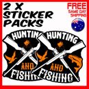 2 x Stickers - Hunting And Fishing - Car Window Bumper Laptop Funny Sticker