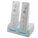 Dual Charging Station Dock for Nintendo Wii. Comes with 2 Rechargeable Batteries & LED Lights for Wii Remote Control- White
