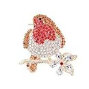 1 Crystal Bluebird Brooch, Pin Badge, Ladies Brooch and Pin, Robin Clothing Accessory, Given as a Valentine's Day, Mother's Day, Or Christmas Gift for Women (Orange-Red).