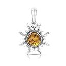 Amberta 925 Sterling Silver with Baltic Amber – Sun Pendant - Honey Colour