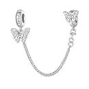 Schmetterling Sicherheitskette für Pandora Armbänder, 925 Sterling Silber Clip Lock Stopper Bead Charms, Schmuck geschenk für Frauen Mädchen