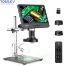 TOMLOV DM602 Pro 10.1" HDMI Digitales Münzmikroskop 2000x Pro Boom Arm Stand LCD