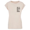 T-Shirt MERCHCODE "Merchcode Damen Ladies Life Is Better Extended Shoulder Tee" Gr. L, beige (whitesand) Herren Shirts T-Shirts