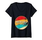 Memphis Tennessee Retro Vintage Sunset US State Memphis Camiseta Cuello V