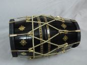 Tambor de instrumento musical de madera Dholak perno marrón negro con bolsa de transporte