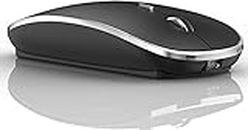 QYFP Bluetooth Maus Wiederaufladbare, Laptop Maus Kabellos für MacBookPro/Air/iPad/Laptop/PC/Mac/Computer/Android/Linux/Tablet -Schwarz Elegantes Funkmaus