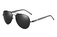 BLACK EAGLE Night Vision Aviator Sunglasses 400 UV Protection for Night Driving & Fashionable Eye Wear (Black)