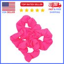 Neon Pink Scrunchies 4-Pack - 80s Hot Pink Retro Hair Accessories