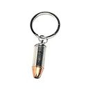 9mm Hollow Point Nickel Plated Bullet Keychain - Silver Flat Key Ring - Made in the USA