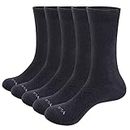 YUEDGE Mens Classic Breathable Comfortable Cotton Business Casual Mid Calf Crew Dress Socks for Men Grey UK 9-11 5 Pairs Pack XL