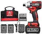 JPT Cordless Impact Driver Kit, 21V Max Lithium Ion 1/4’’ All-Metal Hex Chuck 0-3000RPM Variable Speed, Fast Charger 06 Pieces Impact Driver Bits with 4.0Ah Battery & Tool Bag