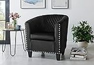 Bravich Modern Retro Tub Chair/Sofa/Settee - Velvet Fabric Armchair for Dining, Living Room, Office and Universal Tub Chair Furniture, (71 x 79 x 74 cm, Black)
