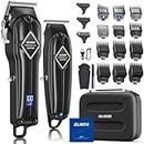 GLAKER Professional Hair Clippers Men + T-Blade Trimmer Kit - Cordless Hair Cutting Kits with 15 Premium Guards, Complete Barber Kit with Large LED Display & Storage Bag for Mens Grooming