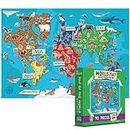 World Jigsaw Puzzles Map for Kids in 70 Pieces – Continent Geography Board Game Puzzle for Toddlers– Interactive Map for Children Ages 4-8, 8-12, 5-7, 6, 9, 10, 11 (World Map)