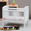 1:12 Dollhouse Miniature Baby Bed DIY Simulated Wooden Crib Baby Doll Cradle Bed Furniture Model for