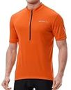 Spotti Men's Cycling Bike Jersey Short Sleeve with 3 Rear Pockets- Moisture Wicking, Breathable, Quick Dry Biking Shirt Orange