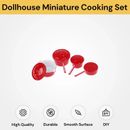 Doll House Accessories Miniature Mini Set of 4 Red Saucepans & Lid gift For kids