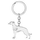 DOWAY Cute Stainless Steel Dog Mom Gifts Dog Keychain Ring 18K Gold Pet Accessories For Women Girls Dog Lovers Car Key Charms (Whippet Silver Plated)
