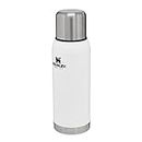 Stanley Adventure Edelstahl Thermosflasche 1 Liter - Thermoflasche 1L Hält 24 Stunden Heiß oder Kalt - BPA-Frei - Deckel fungiert als Trinkbecher - Polar White