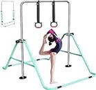 FBSPORT Folding Gymnastic Training Kip Bar with Rings,Expandable Gymnastics Bars Horizontal Bars Adjustable Height Fitness Equipment for Home/Floor/Practice/Gymnastics/Trainning/Parkour