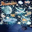 Glow in The Dark Large Airplane Wall Decals,Glowing Luminous Airplane Wall Stickers Creative Aircrafts Waterproof Wall Decal for Living Room Kids Room Wall Decor (Airplane)