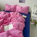 Pink Series INS Duvet Cover set Pillow Case Bed Sheet Solid Color Quilt Covers Boy Kid Teen Girl