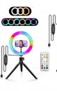 Anillo LED de estudio de 12" luz foto video trípode cámara selfie teléfono multicolor RGB