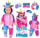 18 inch Doll Clothes and Accessories-Unicorn Doll Costume Colorful Tie-Dyed Pajamas Sleeping Bag Set for 18 inch Girl Doll,Most 18 Inch Dolls(No Doll)