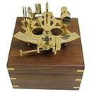 6" Brass Astrolabe Sextant w/ Decorative Wooden Box: Nautical