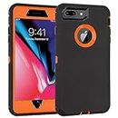 for iPhone 7 Plus Case/iPhone 8 Plus Case, [Shockproof] [Dropproof] [Dust-Proof] Phone Case with Screen Protector, Heavy Duty Case for iPhone 7 Plus and iPhone 8 Plus, 5.5" (BlackOrange)