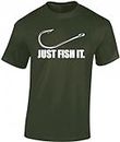 Camiseta Angel para hombre: Fish it – Camiseta de pescador para hombre – Regalos de pesca – Ropa de pesca – Accesorios de pesca, militar, L